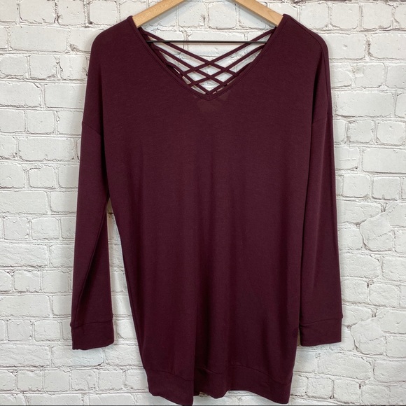 Cupio Sweaters - CUPIO Oversized Strappy V-Neck Sweater S Red